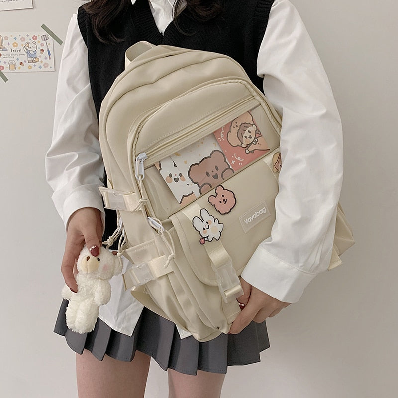 2023 Backpack Women Candy Color Laptop Backpacks Cute Kawaii High School  Bags for Teenage Girl Japanese Travel Camping Backpack