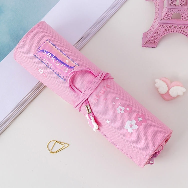 Kawaii Sakura Roll Up Pencil Bag