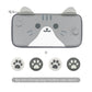 Gray gaming console case with cat ears and paw prints, plus joystick caps on a white background