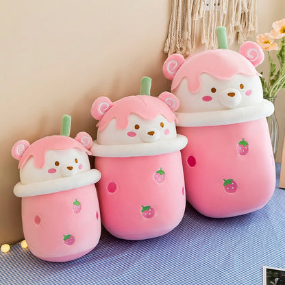 Kawaii Pink Boba Bear Plushies