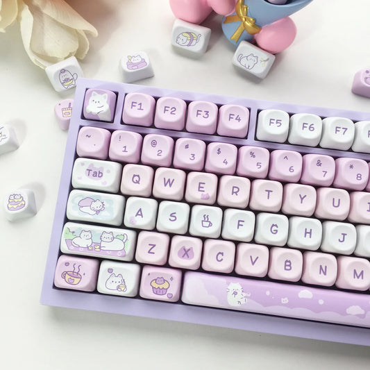 Kawaii Cat Lilac Key Caps