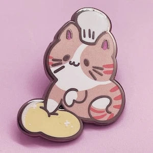 Kawaii Cat Making Biscuits Enamel Pin