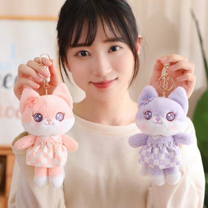 Kawaii Cherry Blossom Fox Plushie Keychains