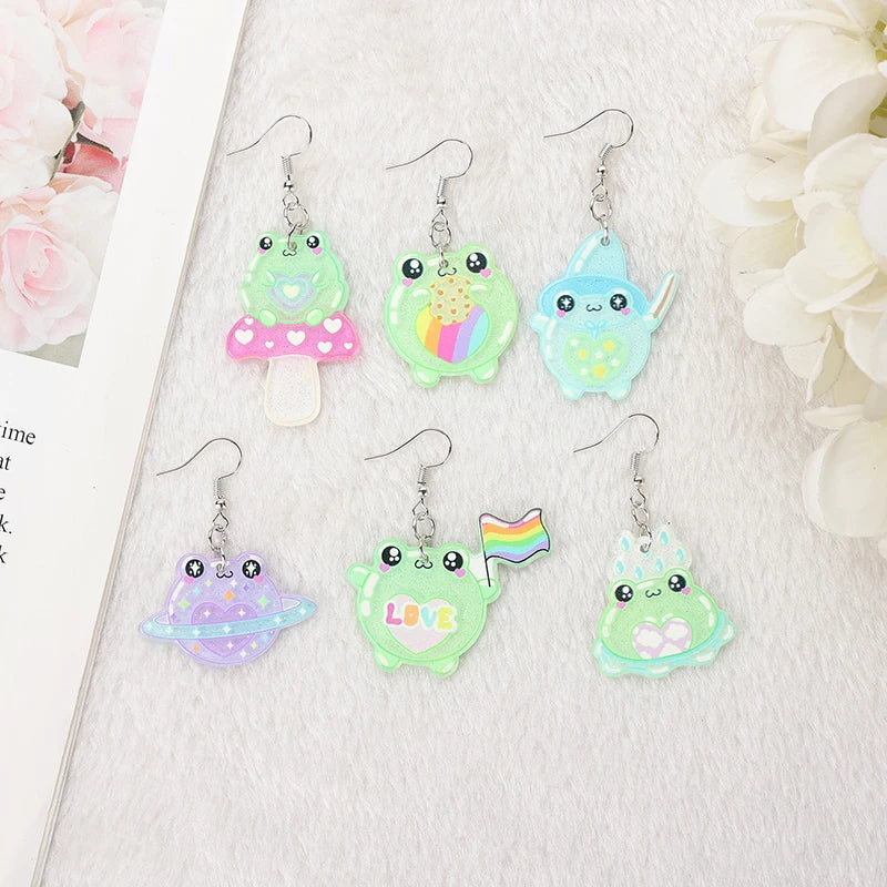 Kawaii Frog Acrylic Earrings