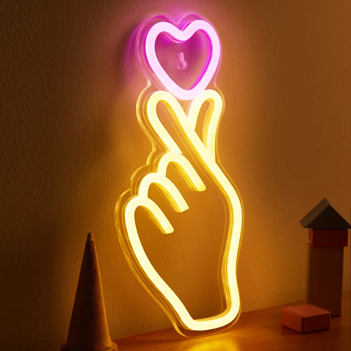 Kawaii Hand Heart Neon Light Sign