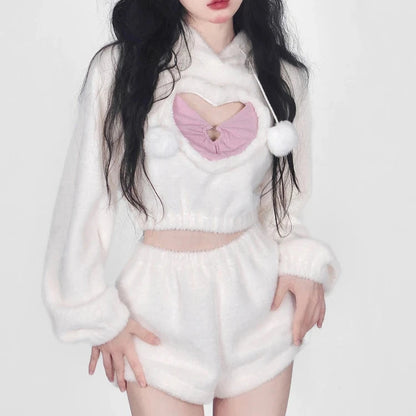 Kawaii Heart Hoodie & Shorts Outfit