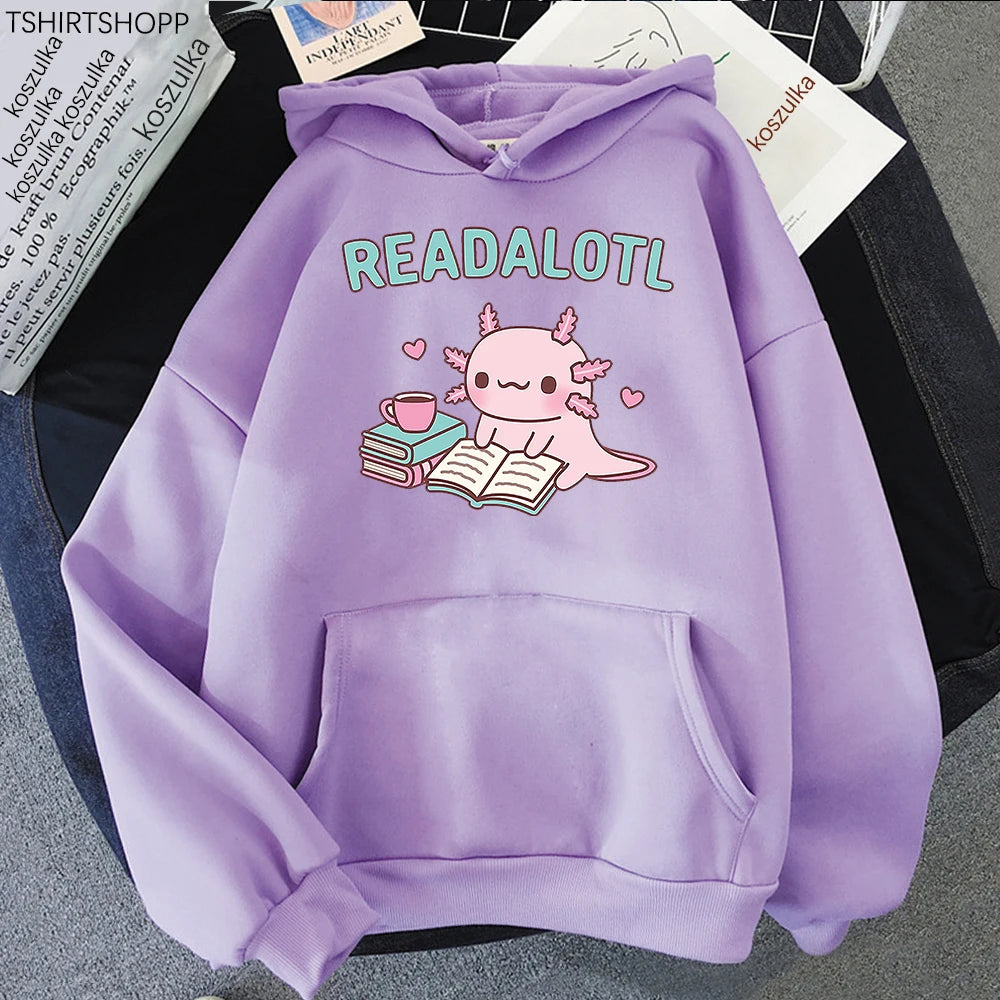 Kawaii "ReadAlotl" Axolotl Hoodie