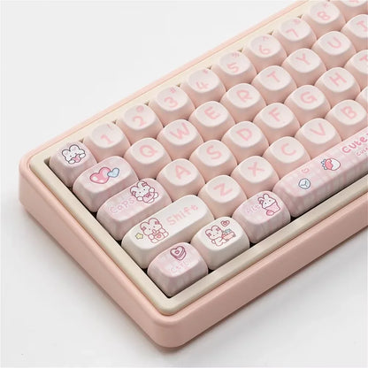 Kawaii Strawberry Bunny Keyboard Keycaps