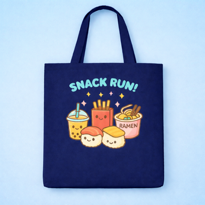 Kawaii Snack Run Tote Bag with Kawaii Snacks Design