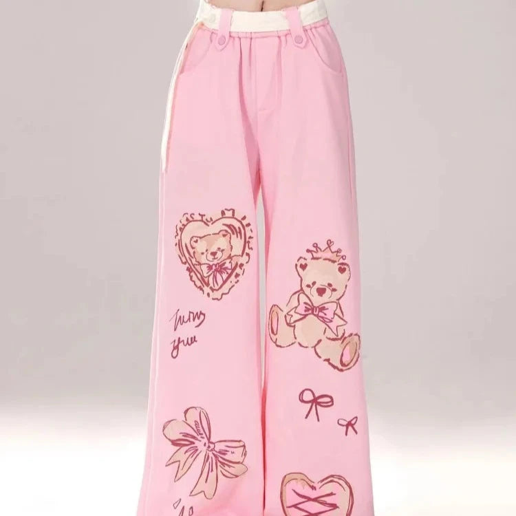 Kawaii Teddy Bear Print Pants