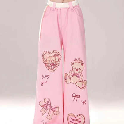 Kawaii Teddy Bear Print Pants