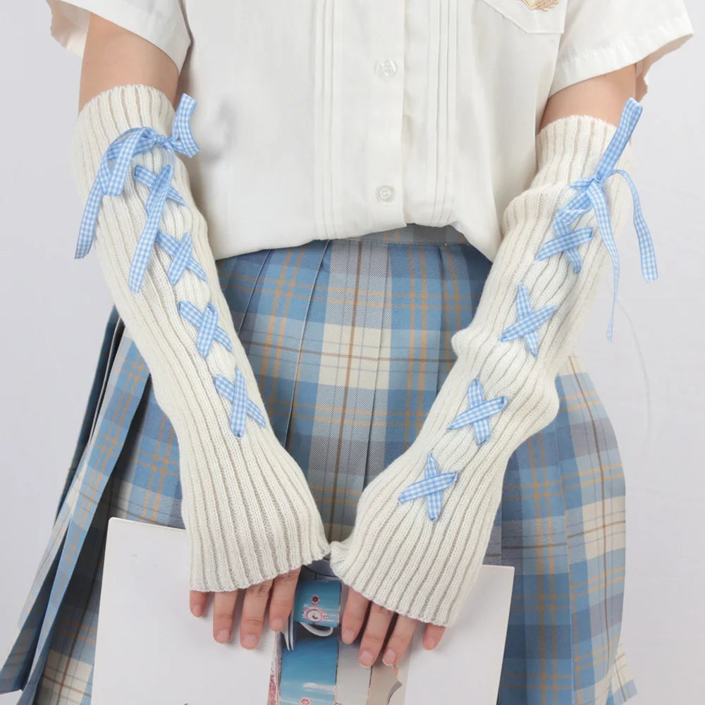 Lovely Ribbon Knit Arm Warmers