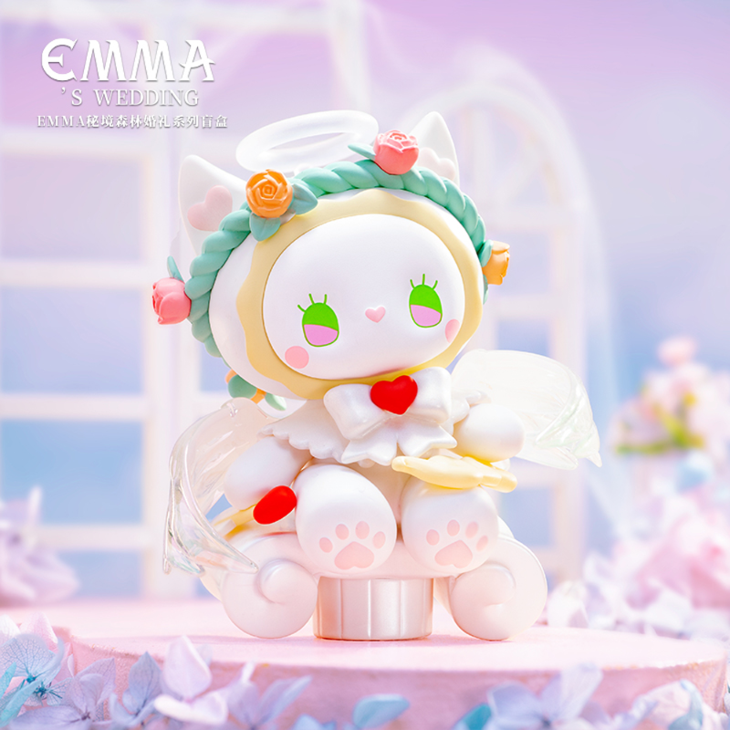 Cute character figurine with pastel colors on a soft focus background