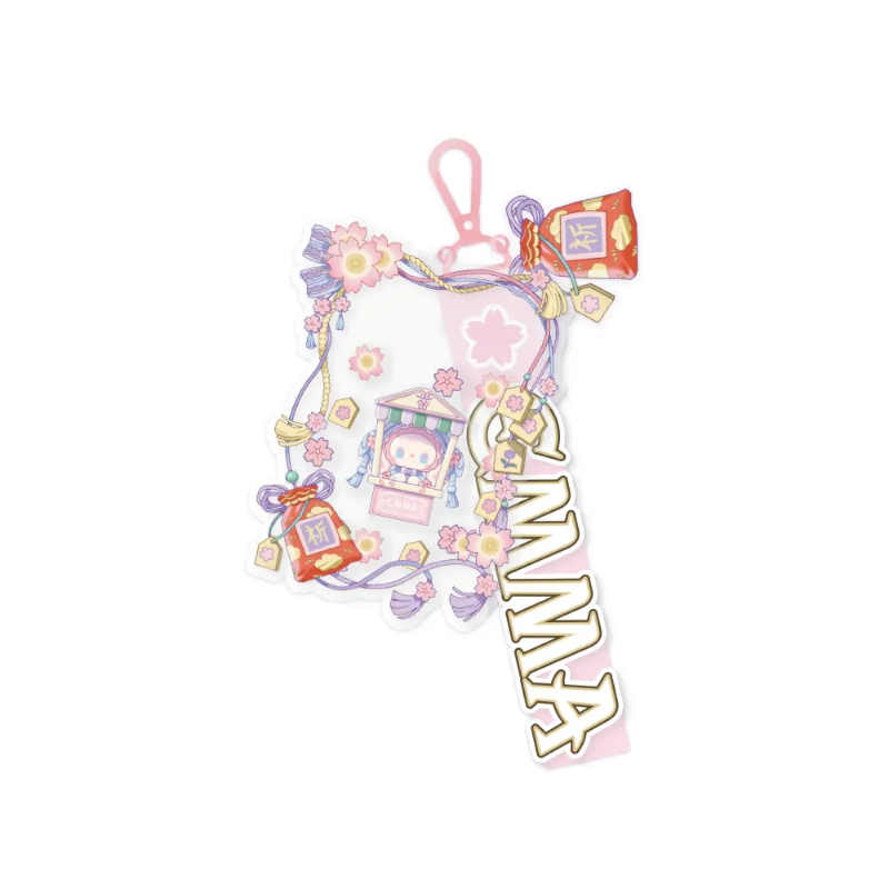 MJ Studio Emma Cherry Blossom Shaker Keychain Kawaii Pink Petals on a white background.