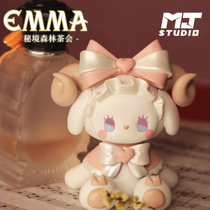 Cute figurine with a pink bow on a sheet music background, featuring 'EMMA' and 'MT Studio' logos.