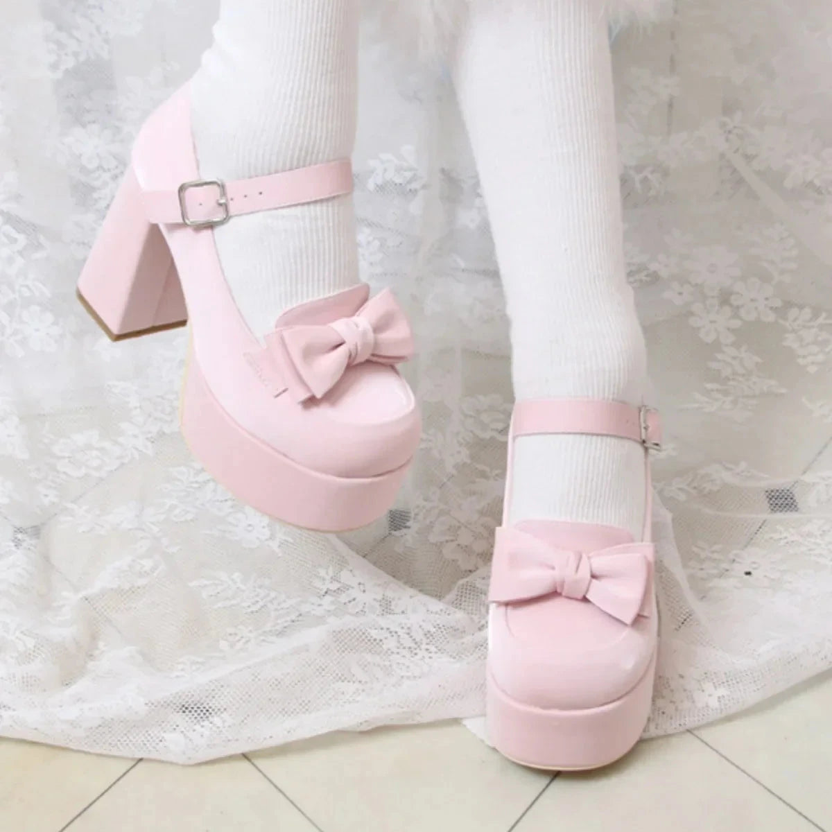 Pink High Heel Platform Shoes