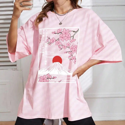 Pink Sakura Mount Fuji T-Shirt