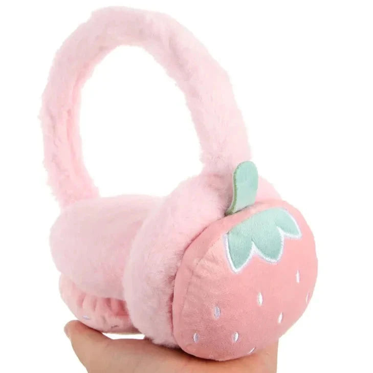 Kawaii Pink Strawberry Earmuffs