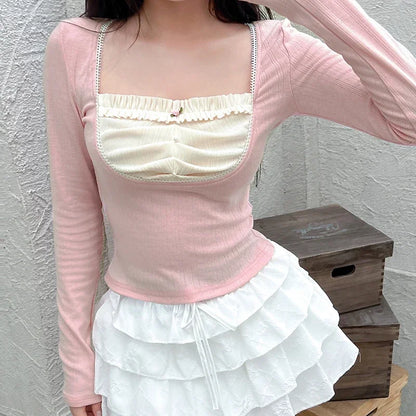 Pink and White Sweet Coquette Top