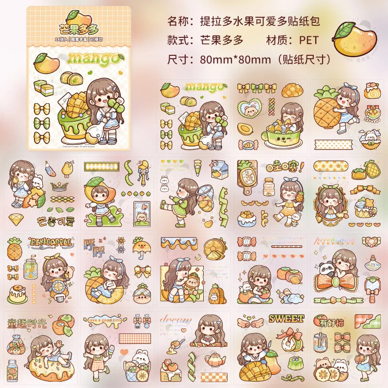 Kawaii Girl & Fruit Scrapbook Stickers