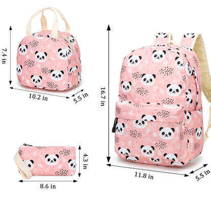 Pink Panda Print Backpack Set