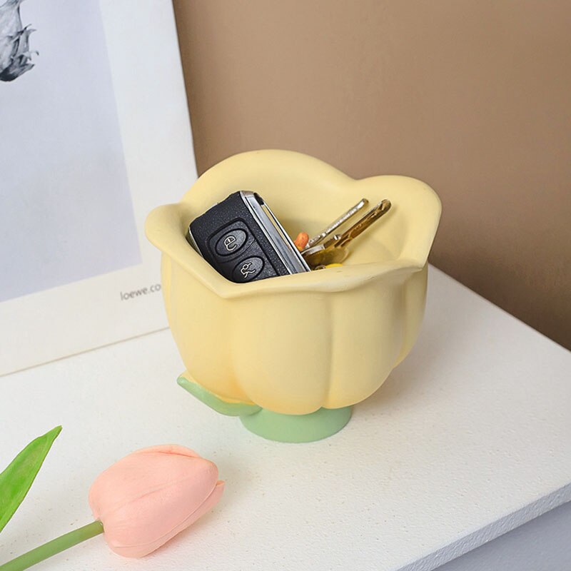 Kawaii Pastel Yellow Flower Storage Box