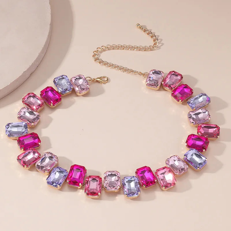 Large Pink Crystal Jewels Choker