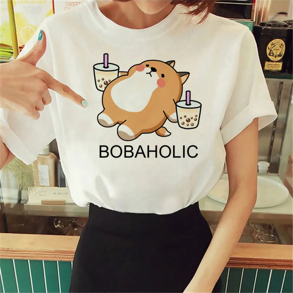"Bobaholic" Shiba Inu T-Shirt