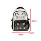 Black neko backpack displayed by a white background and measurements