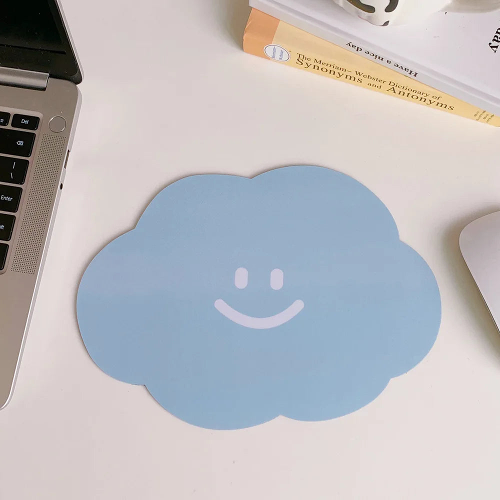 Kawaii Happy Cloud Mouse Pad in Blue