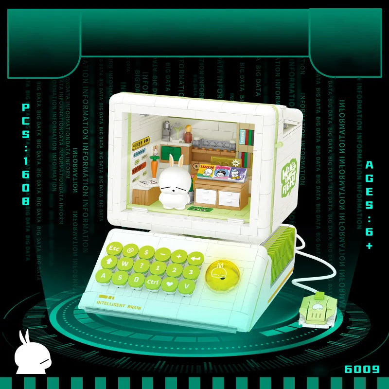 Bunny Rabbit Anime Computer Kawaii Computer Bunny Building Bricks Set – Kore Kawaii