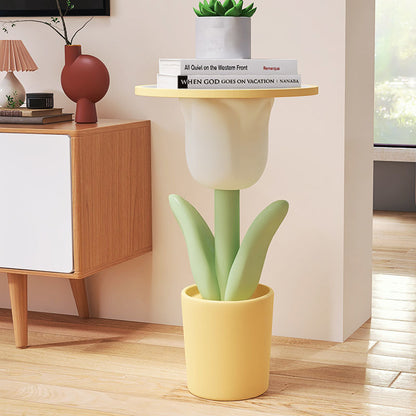 Kawaii Tulip Shaped Side Table in Yellow