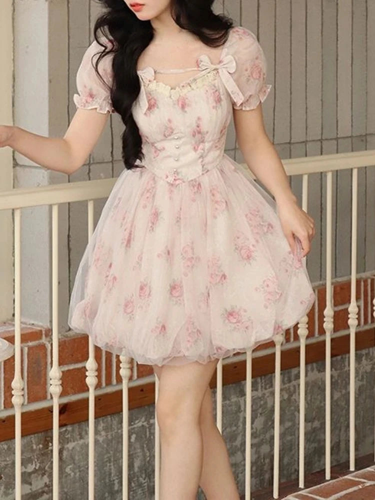 knee length dresses for ladies The Little Red Rose Dress M main image 1