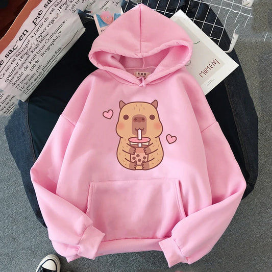 Capybara Hearts Boba Tea Hoodie