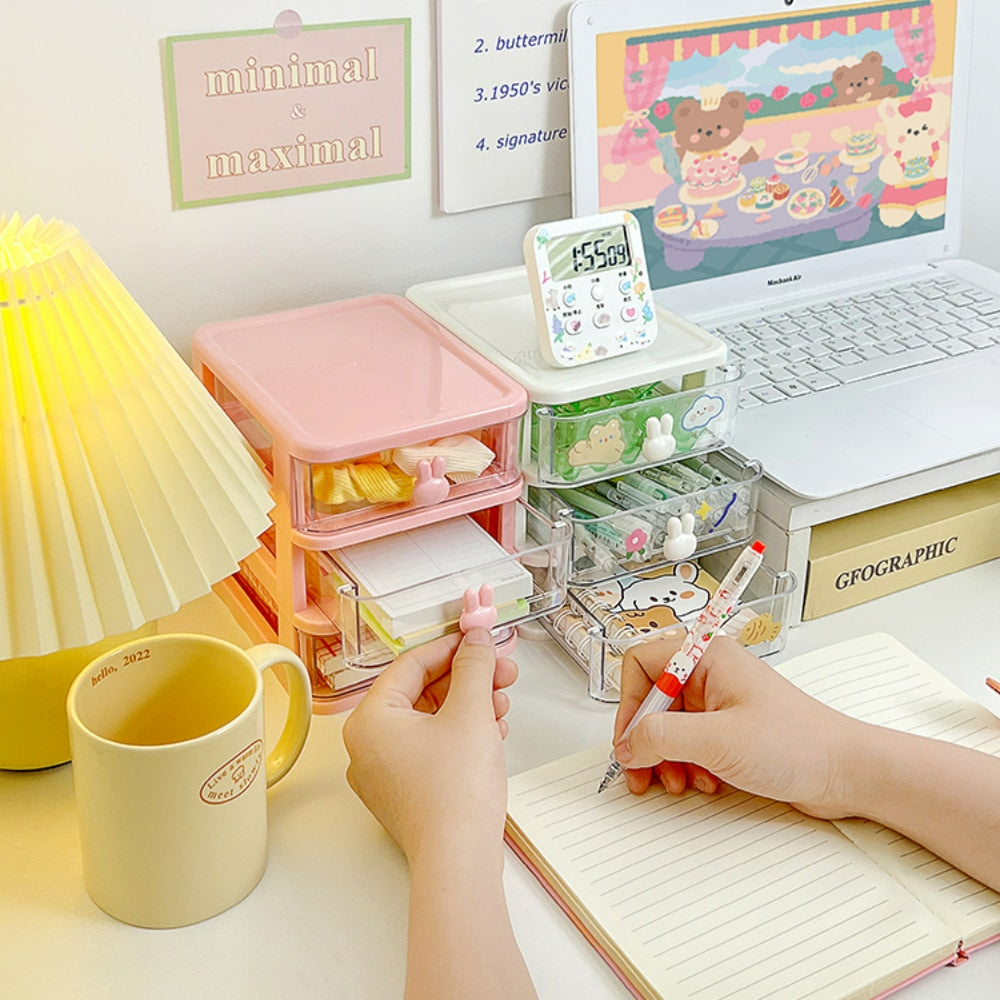 Kawaii Bunny Desktop Storage Box Organizer