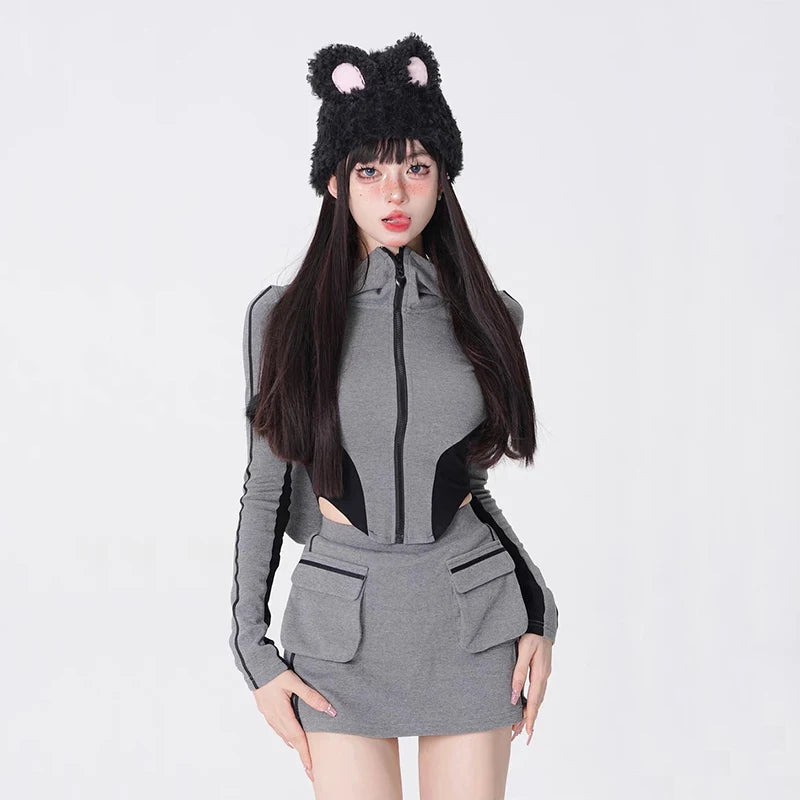 Two Piece Bunny Ears Hoodie Outfit