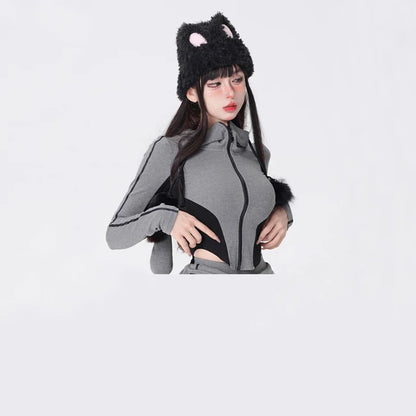 Two Piece Bunny Ears Hoodie Outfit