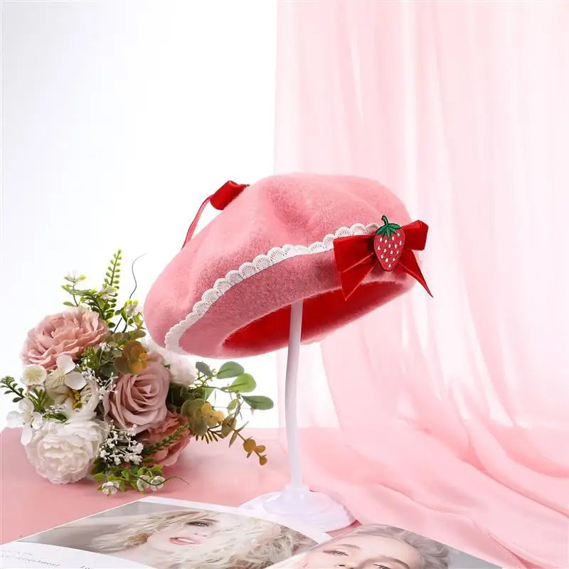 Kawaii Pink Strawberry Beret Hat – Kore Kawaii Kawaii Pink Strawberry Beret Hat – Kore Kawaii