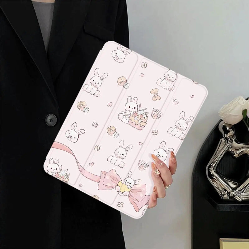 Person holding a white case with cute rabbit design