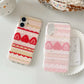 Kawaii Strawberries & Cream Cake Samsung Phone Case, this image is showing the strawberry red and kawaii pink options for this phone case.