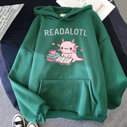 Kawaii "ReadAlotl" Axolotl Hoodie