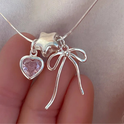 Star Heart Bow Necklace