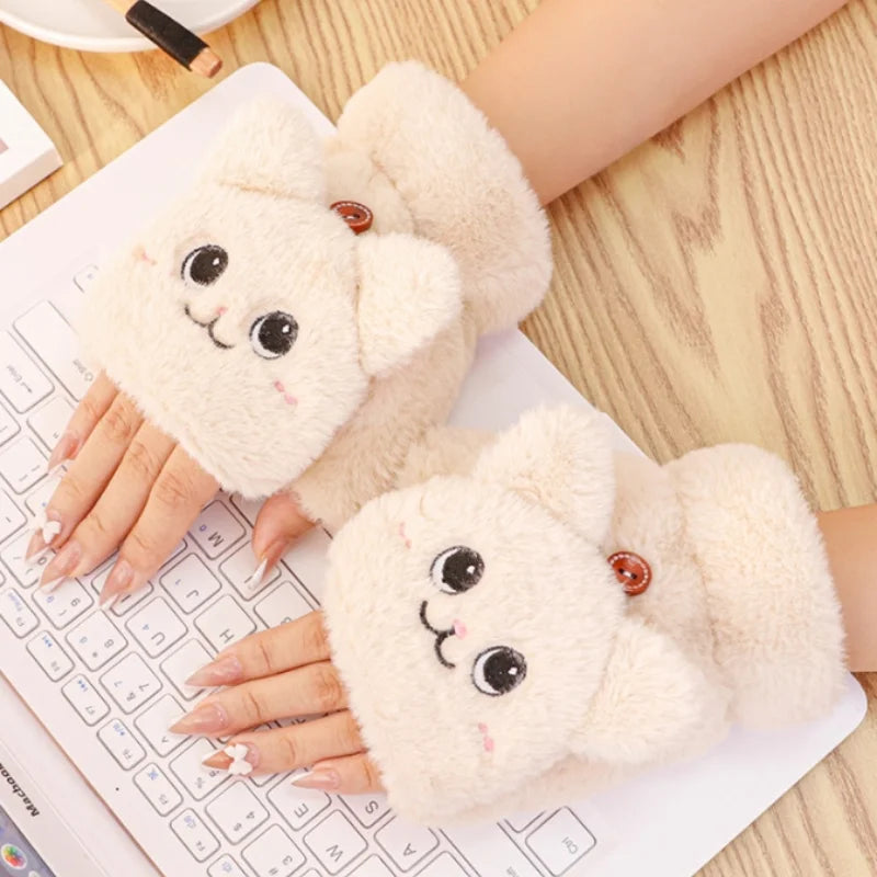 Kawaii Cat Plush Mittens