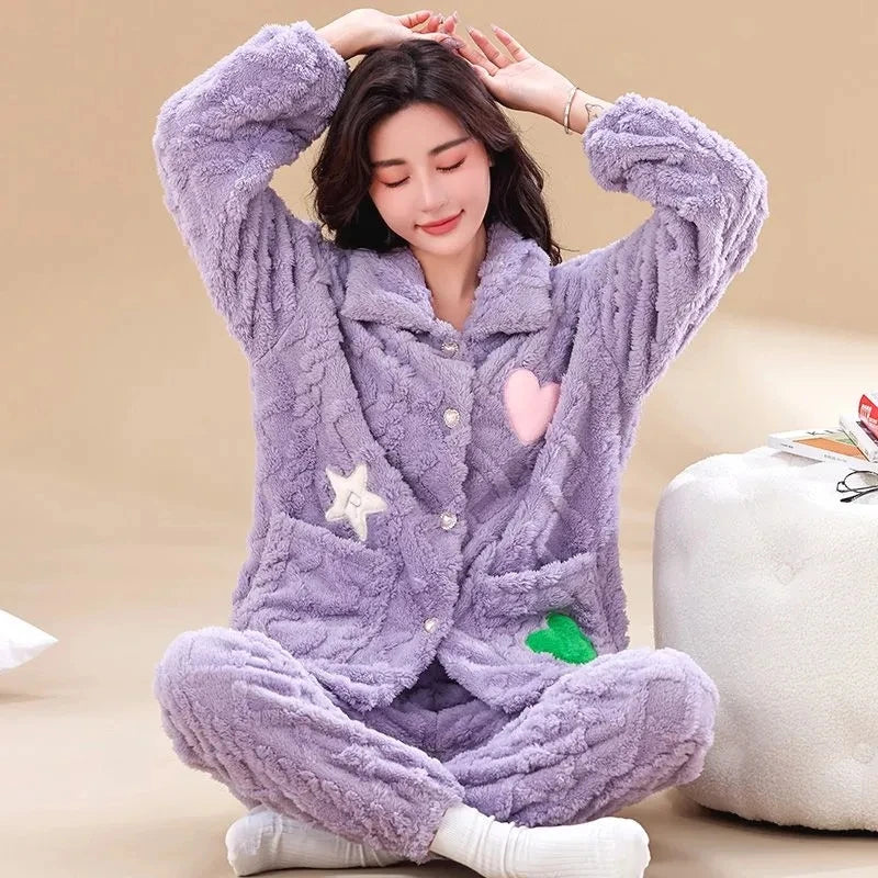 Cozy Purple Fleece Pajamas