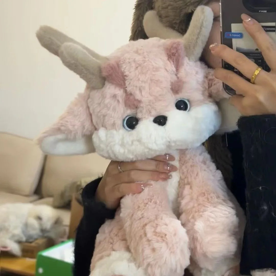 Pink Dragon With Antlers Plushie