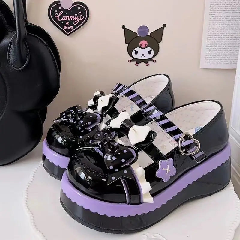 Lovely Bows Mary Jane Shoes in black and purple