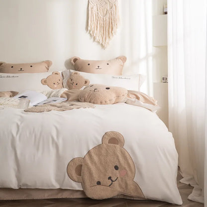 Teddy Bear Embroidery Cotton Bedding