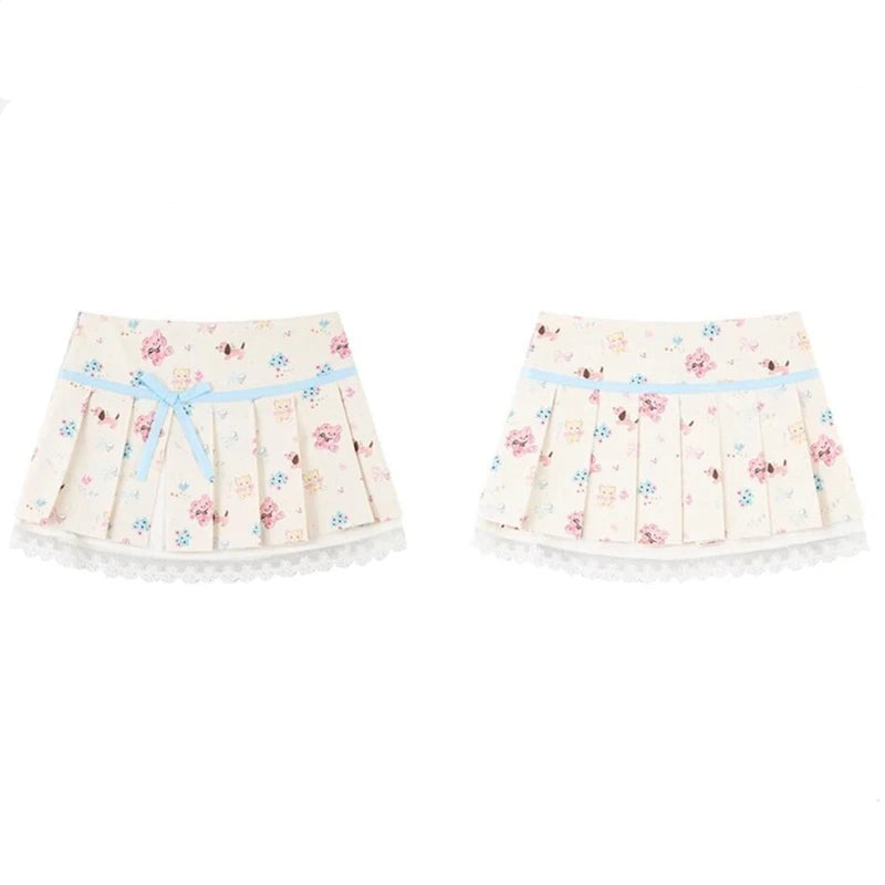 Kawaii Animals Pleated Mini Skirt