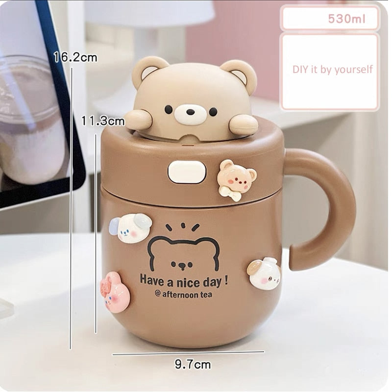 Kawaii Bear & Bunny Thermos Mug