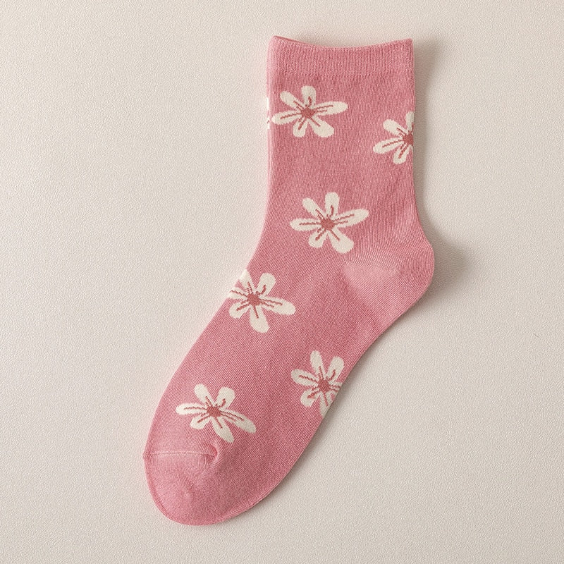 Kawaii Pink Floral Socks